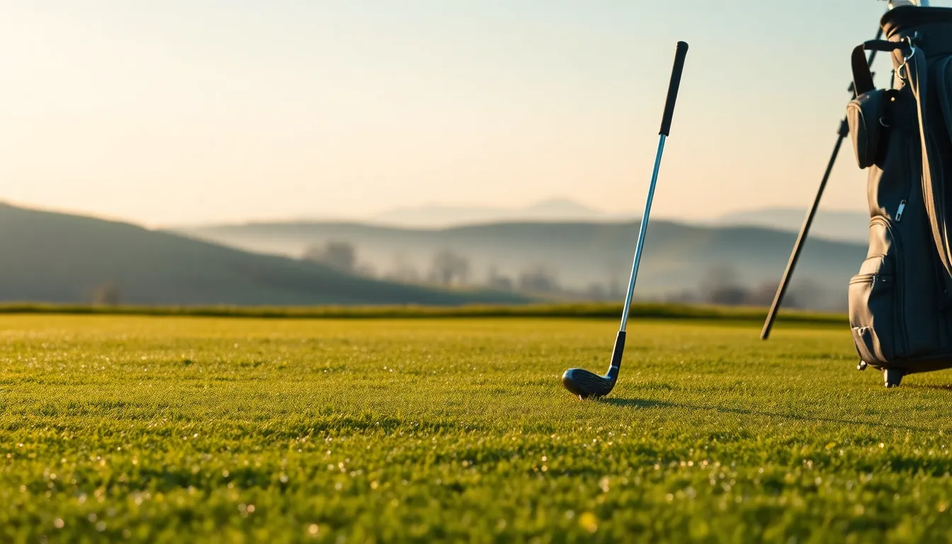 시니어 골퍼가 골프 스마트워치를 사용하는 모습